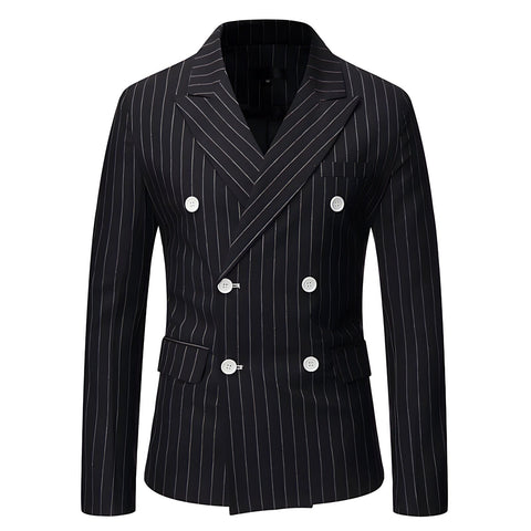 The Hamilton Pinstripe Slim Fit Blazer Suit Jacket - Black WD Styles XS 