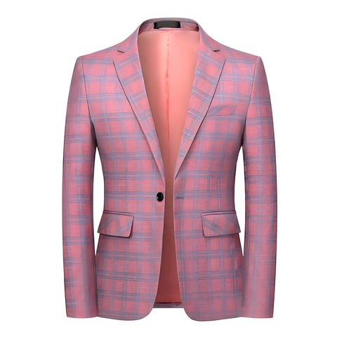 The Alain Plaid Slim Fit Blazer Suit Jacket - Salmon WD Styles XXS 